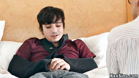 Dana Vespoli teases Ricky Spanish in maroon shirt on bed