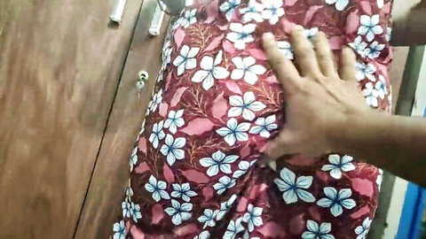 Curvy stepmom in floral nighty groped by son-in-law's hand