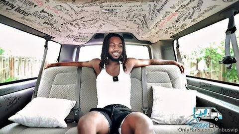 Black BBC star lounging in OnlyFans van for hardcore deepthroat scene