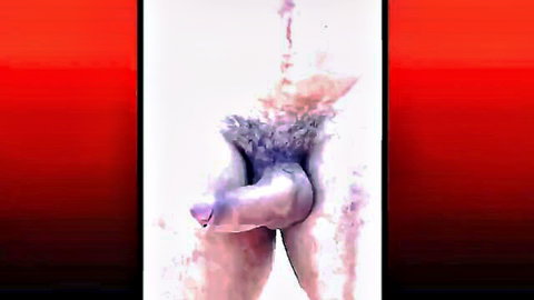 Abstract closeup of big Brazilian cock ejaculating in purple tones for interracial Christmas compilation