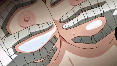 Hentai pregnant woman's massive tits squeezed by mechanical hands in rough tit play