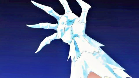 Anime fantasy white skeletal clawed hand with sharp talons reaching menacingly