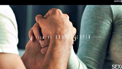 Intimate closeup of lovers passionately clasping hands in erotic foreplay.