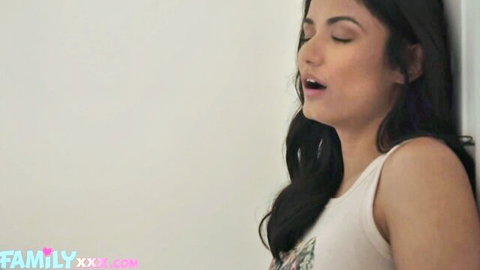 Viva Athena moans in ecstasy in tight white tank top, stepdad hardcore