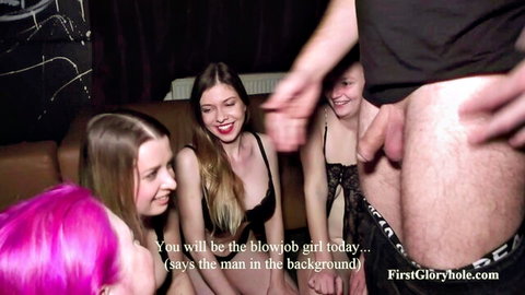 MaySun, Purple, and Terezke glory hole blowjob in hardcore gangbang