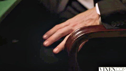 Man's suited hand on chair in Jessa Rhodes, Angela White, Tori Black threesome - Vixen After Dark 5