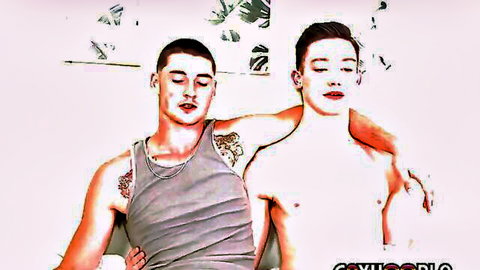 Jordan Joseph and Kingsley Kross muscular gay duo in intimate embrace