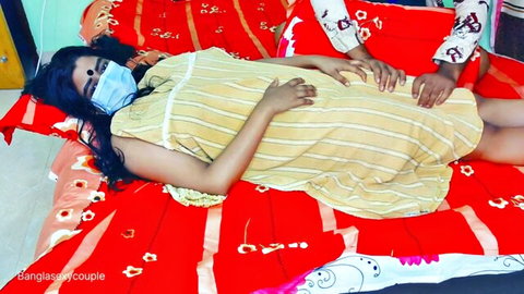 BanglaSexycouple's pregnant stepmom in yellow dress, intimate belly touch