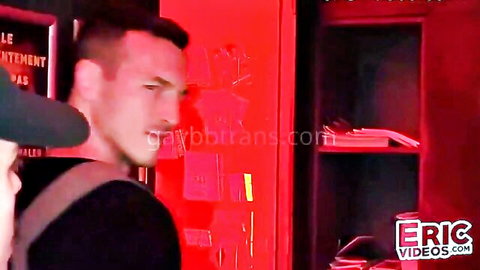 Muscular hung stud at gloryhole giving blowjob and taking anal