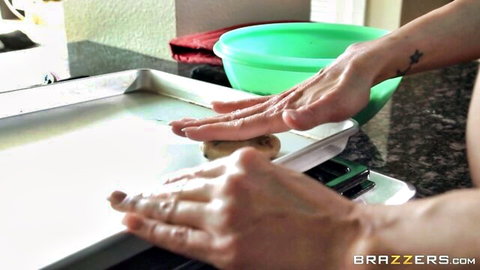 Ava Addams in jeans and high heels teases in kitchen, Brazzers scene with Tyler Nixon