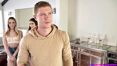 Petite stepsis Sera Ryder and Lily Larimar share intimate moment with stepbro