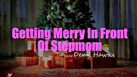 Stepmom Demi Hawks Christmas title screen with tree and presents