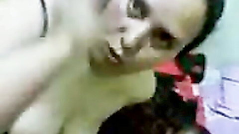 Chubby Indian MILF giving sloppy blowjob to hubby close-up