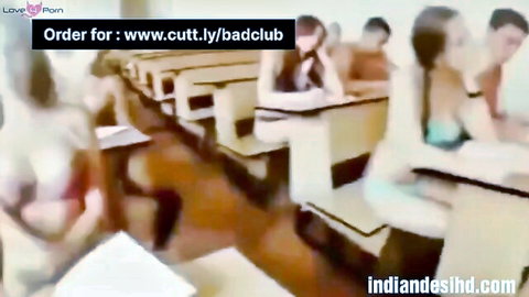 Desi Bhabhi big boobs fondled in blurry Indian classroom sex scene