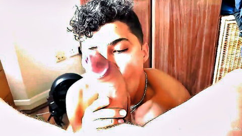 London kisses Diego Platano's big dick in steamy handjob scene