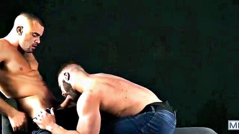 Amateur muscular studs in intense gay anal doggy style
