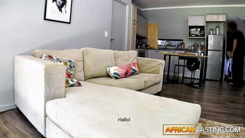 Ebony beauty in amateur African casting couch audition setup