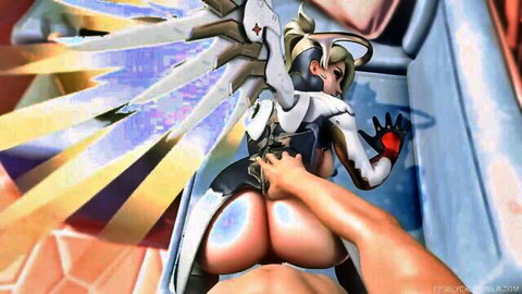Blonde anime angel babe with huge ass in POV creampie action