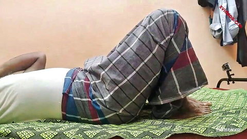 Insatiable MILF in plaid pants lying on mat, homemade deepthroat preview