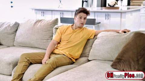 Jay Romero surprised in yellow shirt on couch, Lulu Chu rough sex teaser