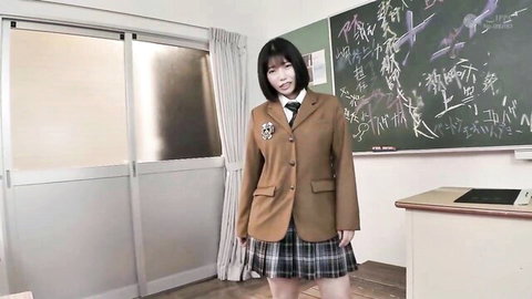 Sunao K. in sexy school uniform, big tits JAV tease