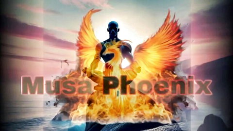 Honey Tsunami & Musa Nun in fiery phoenix pose, muscular ebony model episode 1