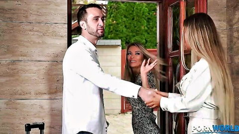 Shalina Devine joins wife swap orgy with neighbors at doorway