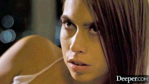 Jill Kassidy seductive glance in white top, reverse cowgirl BBC scene