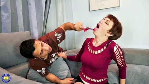 Kaize's mouth forced open by man in intense oral play scene