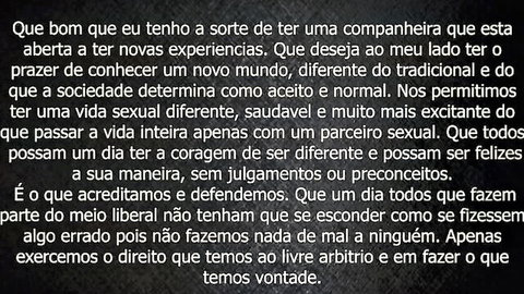 Portuguese text ad for open wife sharing cuckold experiences and new sexual partners