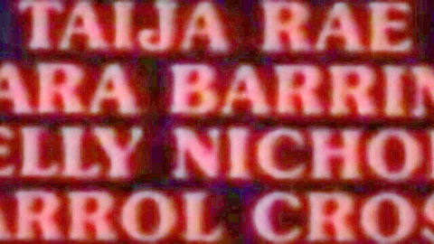Distorted red vintage porn title screen featuring Tajira Jae Rae Barbara Kelly Nichols Carol Cross