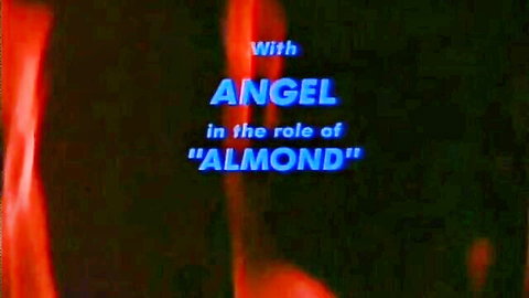Fiery retro title screen announcing Angel in the role of Almond adult film