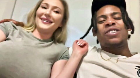 Blonde Canadian PAWG stepmom smiles with black stud in hot session