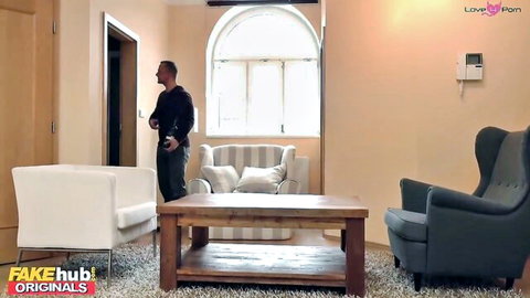 Desi fiance setup with fake hubby standing in cozy room