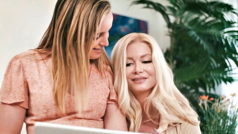 Serene Siren and Charlie Forde sharing intimate moment in Girlsway lesbian scene