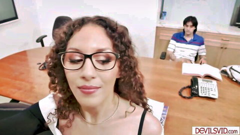 Liv Revamped as petite Latina teacher teasing in office blouse