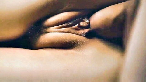 Closeup of hairy pussy filled with thick creamy creampie cum dripping out