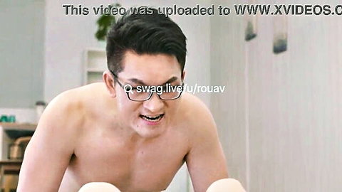 Shirtless Asian man with glasses in intense pose, Taiwan councillor debut porn thumbnail