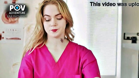 Sage Fox as cute blonde nurse in POV medical seduction