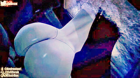 Pale-skinned woman exposing huge round ass in white lingerie