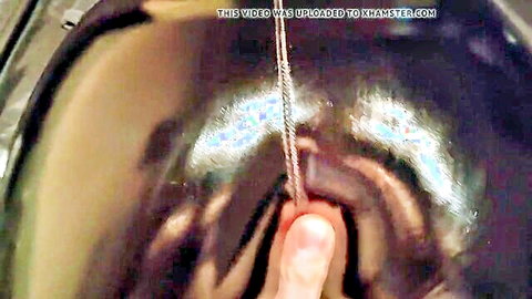 ShinyJulia's shiny PVC ass in vinyl leggings gets intimate massage and fingering