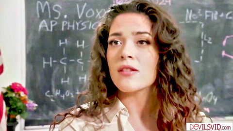 Hot Latina teacher Ms. Vox in classroom, teasing anal fantasy