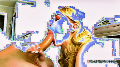 Blonde woman gives sneaky blowjob in intimate encounter