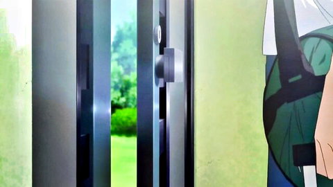 Anime petite schoolgirl in uniform peeking through door, hentai style