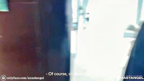 Anastangel invites to sit in sexy blue dress, amateur POV tease