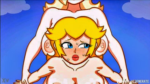 Futanari Princess Peach pounds Princess Rosalina in explicit hentai embrace