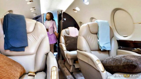 Cece in sexy purple dress teasing on private jet, Brazzers Exxtra