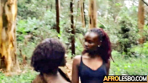 Saumu and African lesbian GF in outdoor forest oral tease