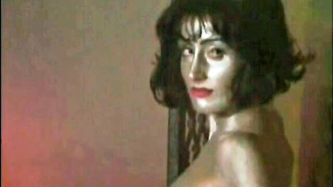 Brunette in silver body paint for hardcore sex, unknown model