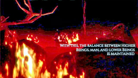 Fiery demonic scene with succubus sisters balancing higher and lower beings in revival encounter